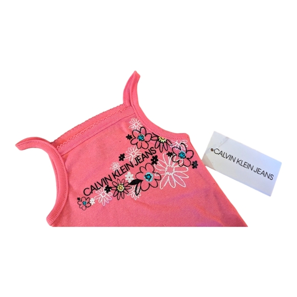 Calvin Klein Girls 0-3m Pink Floral Graphic Onesie - Picture 2 of 4